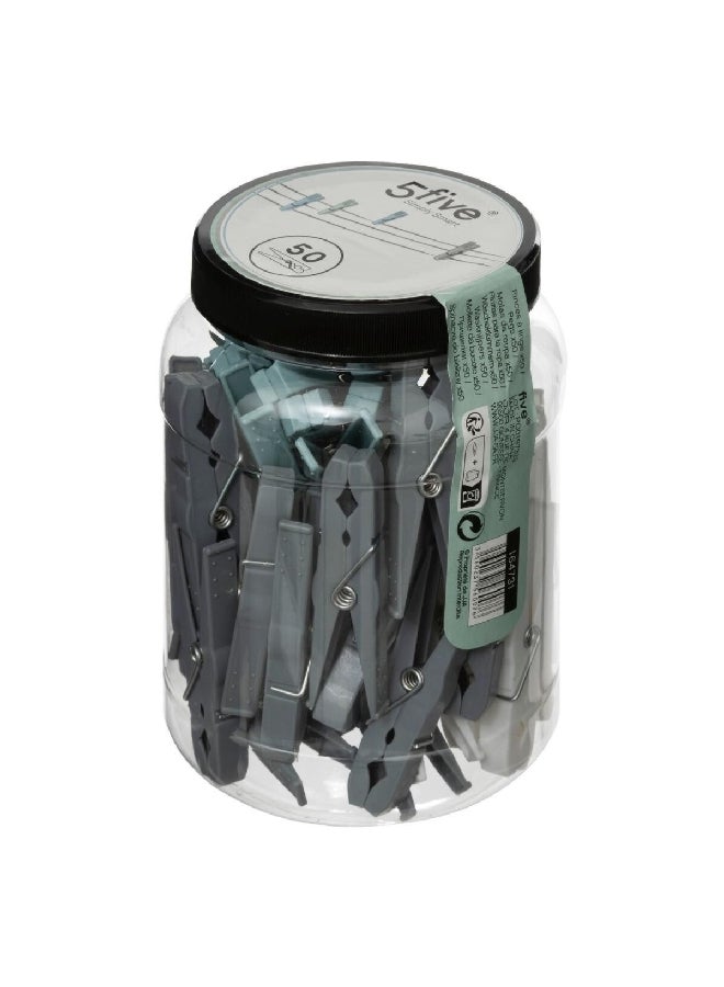 Five Simply Smart 50-Piece High-Quality Polypropylene Clothes Pin Multicolour 11.5 x 16.5 x 11.5 cm 164731 - Image 2